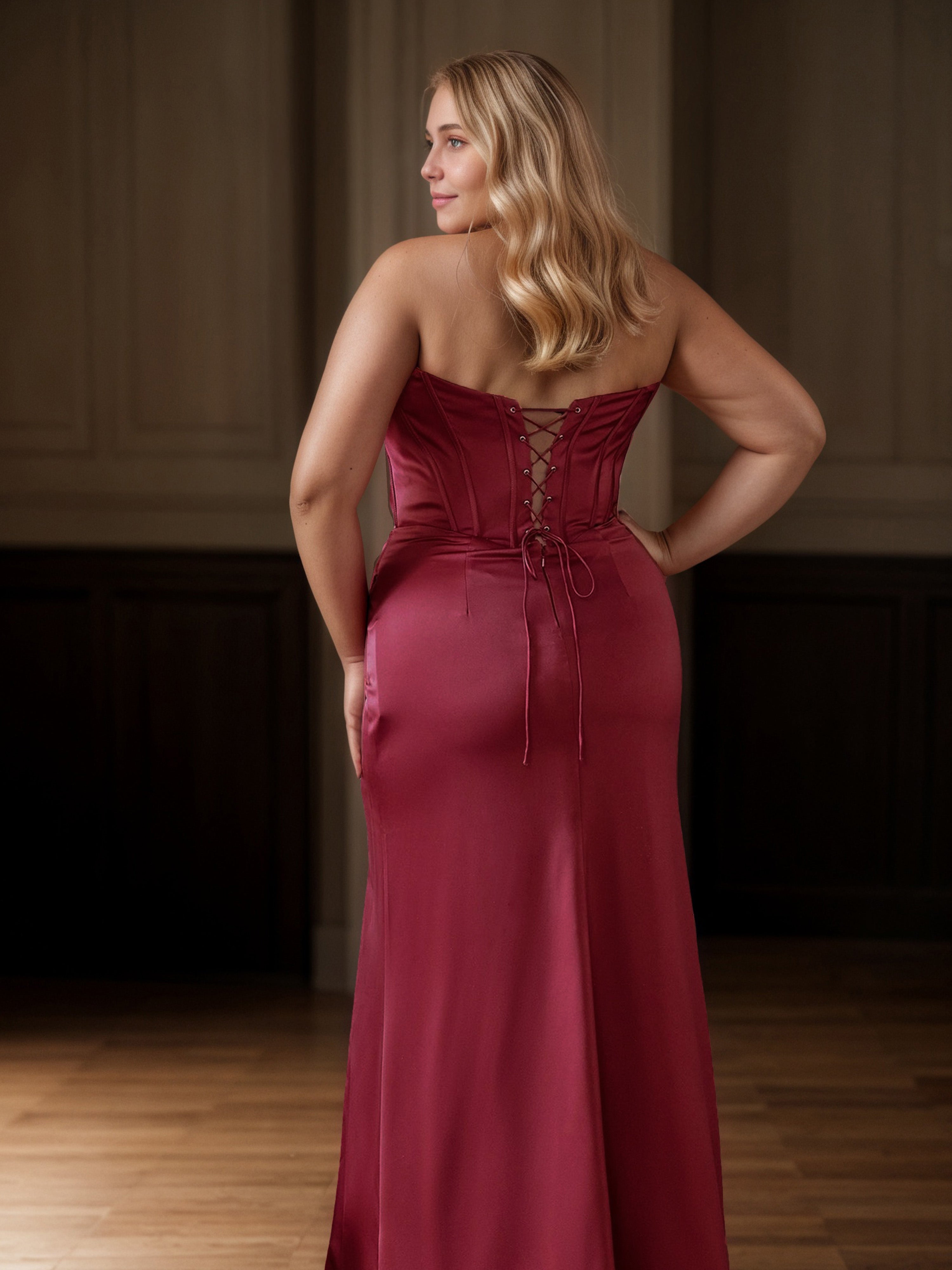 Beautiful Burgundy Off The Shoulder High Split Long Prom Dresses