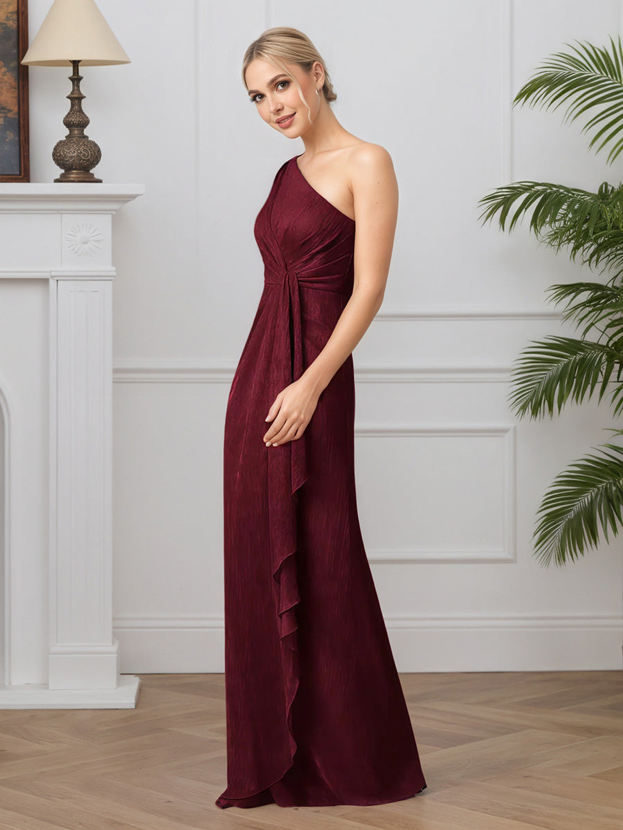 Cicinia Burgundy Mother Of The Groom Dress Long A-line One Shoulder Sleeveless