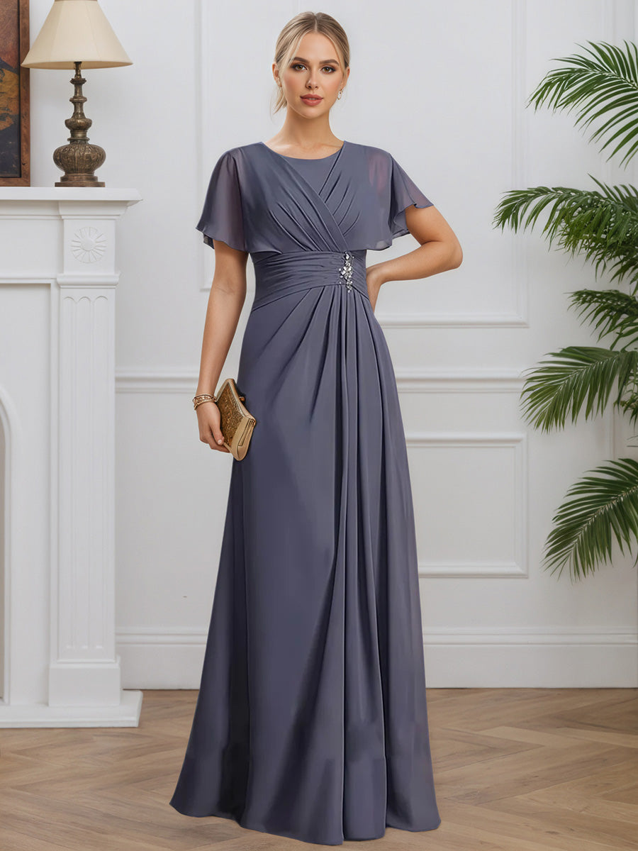 Cicinia Stormy Mother Of The Groom Dress Long Chiffon A-line Beaded Floor Length Elegant