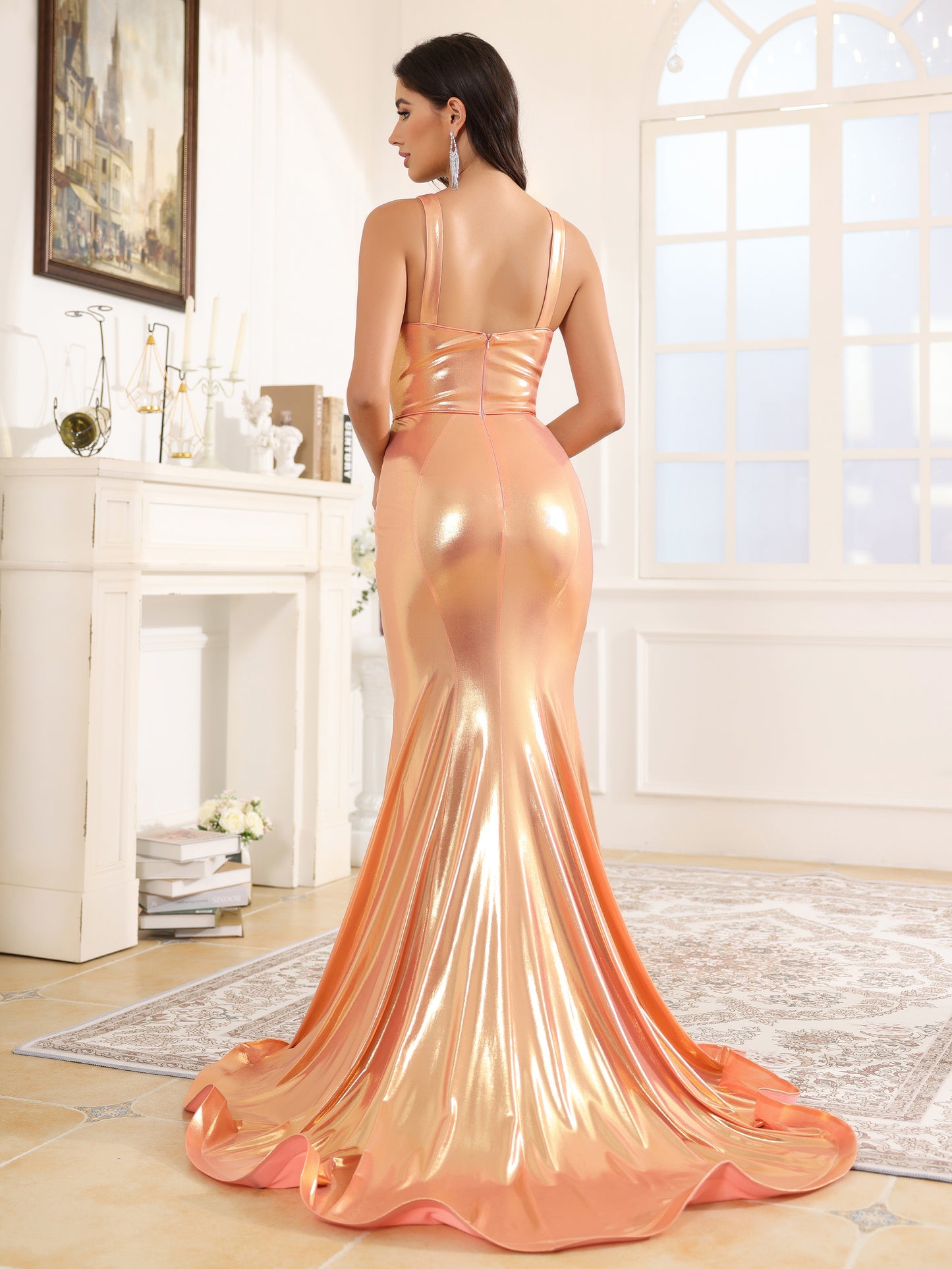 Halter Zipper Back Mermaid Long Prom Dresses