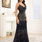 Sparkly Spaghetti Straps Mermaid Sequins Wedding Guest Dresses
