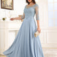 Half Sleeves A Line Chiffon Mother of the Bride Dress