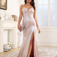 Spaghetti Straps Sweetheart Long Prom Dress With Slit
