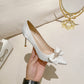 Cute Bowknot Satin High Heels Wedding Shoes