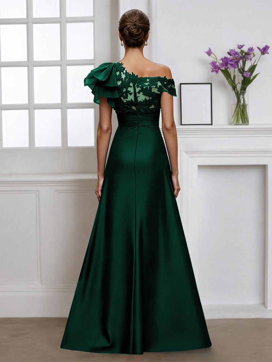 Cicinia Dark Green Mother Of The Bride Dress One Shoulder Long A-line Floor Length