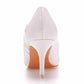 Women's Wedding Shoes White Lace Pointed Toe High Heels