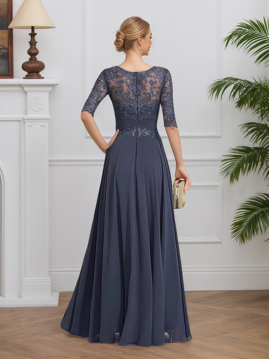Cicinia Stormy Mother Of The Groom Dress Long Chiffon Lace A-line Half Sleeves