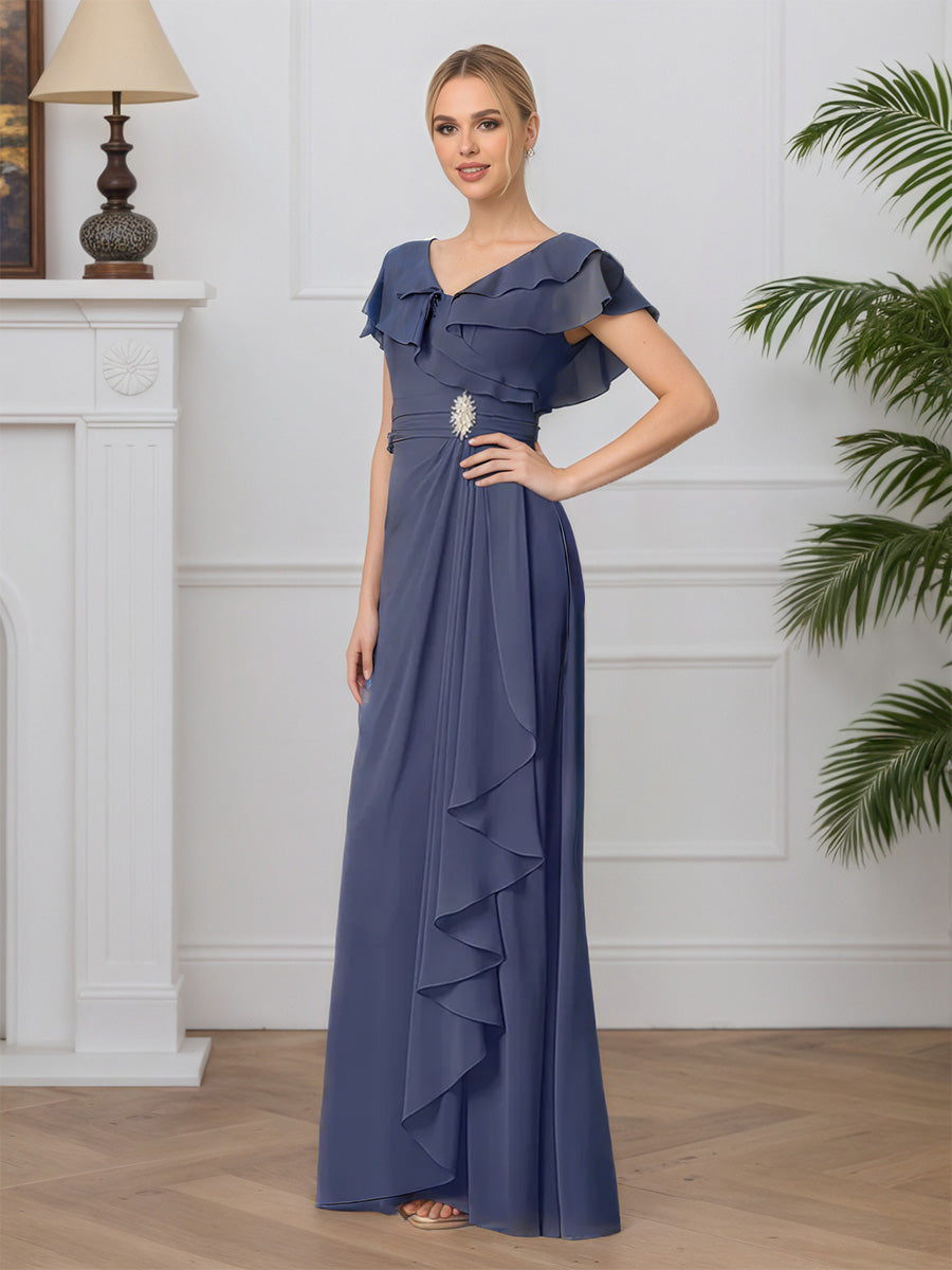 Cicinia Stormy Mother Of The Bride Dress Long Chiffon Lace A-line Ruffles