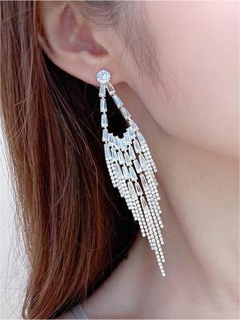 Diamond Long Tassel Earrings