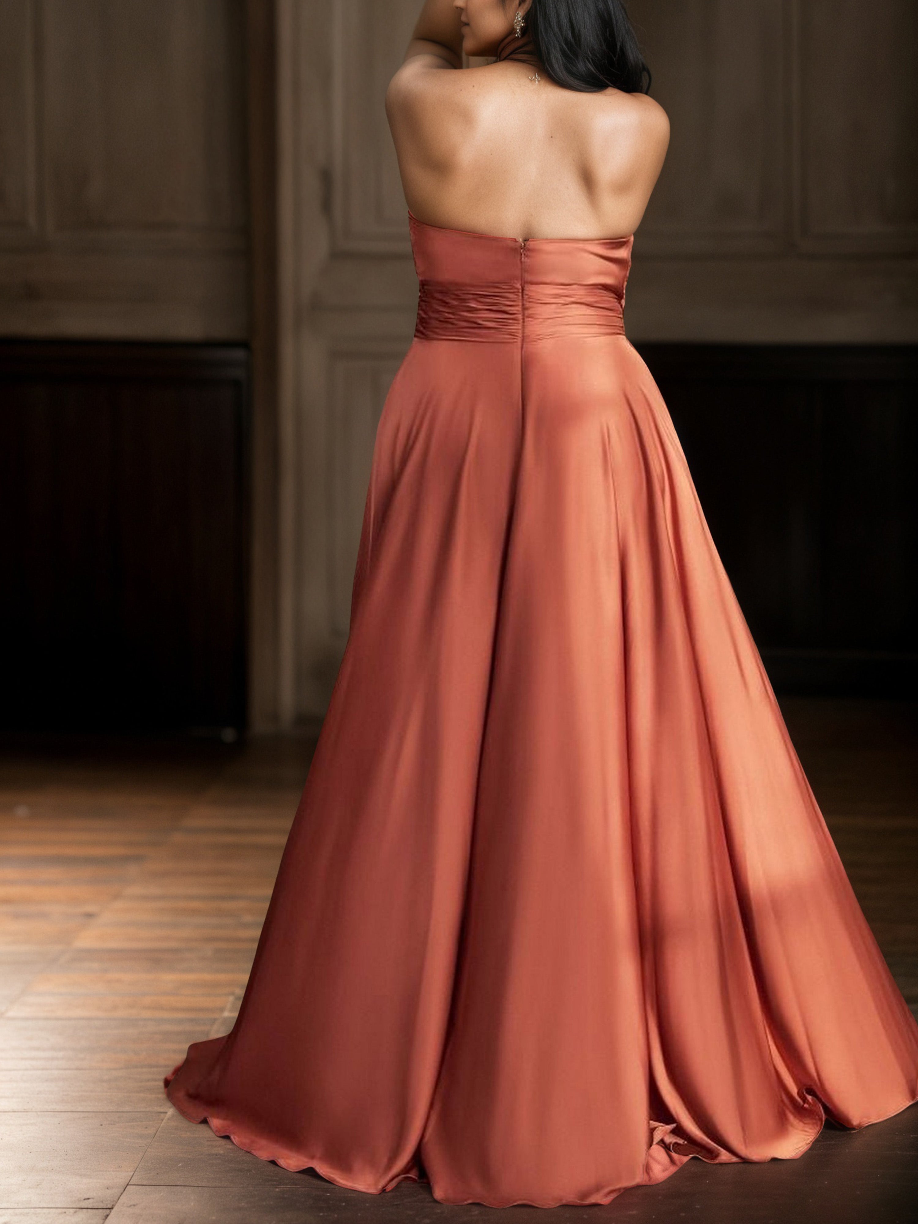 Cappuccino Rose Sweetheart Long A-line Plus Size Prom Dresses