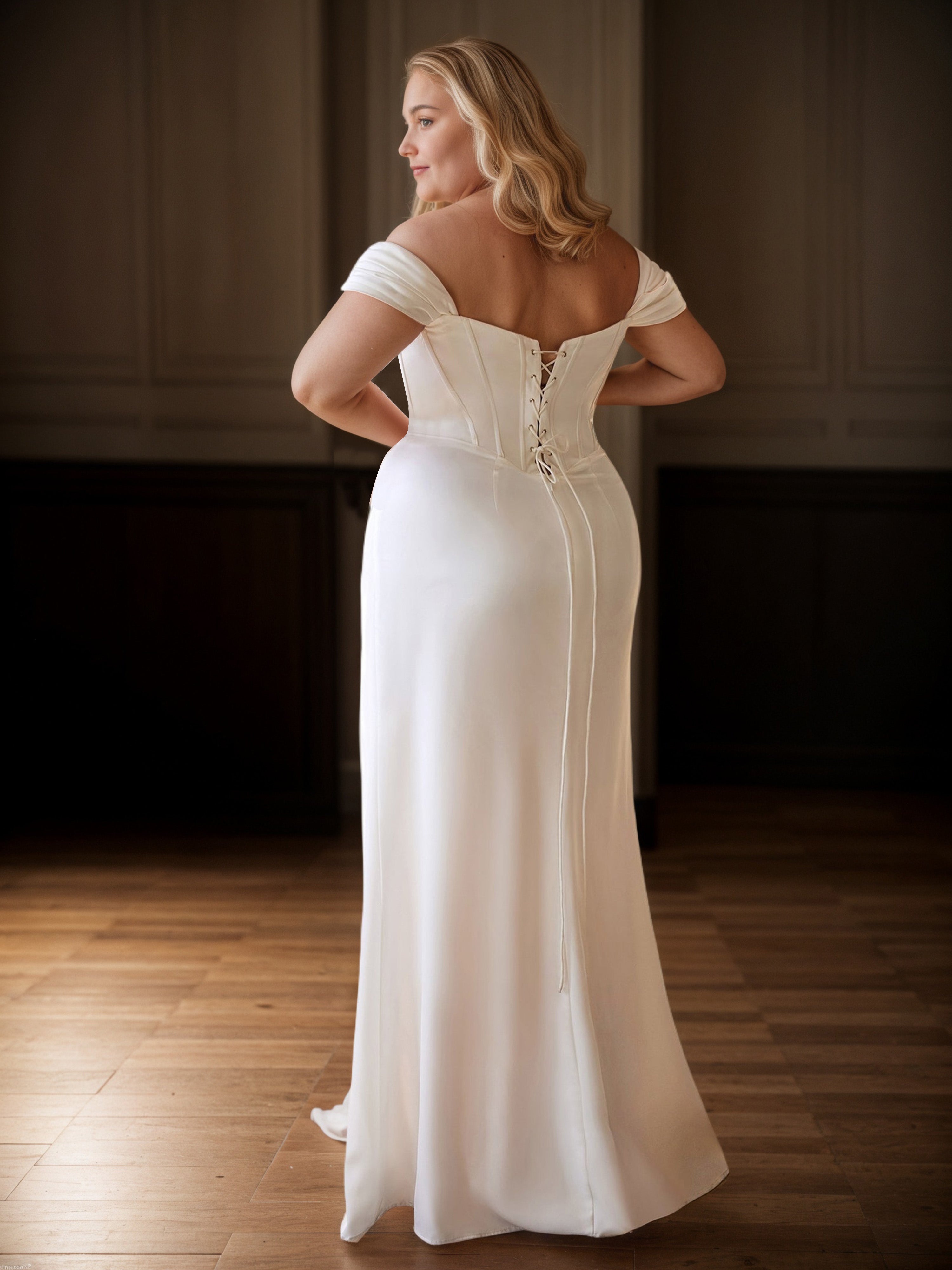 Elegant Sheath Long Ivory Prom Dresses With High Split