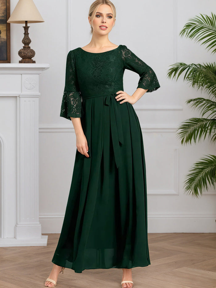 Cicinia Dark Green Mother Of The Groom Dress Long Chiffon Lace A-line