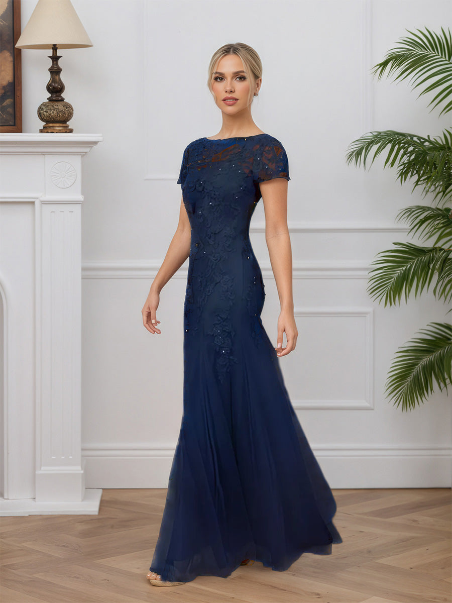 Cicinia Dark Navy Mother Of The Groom Dress Long Lace Tulle Mermaid Floor Length