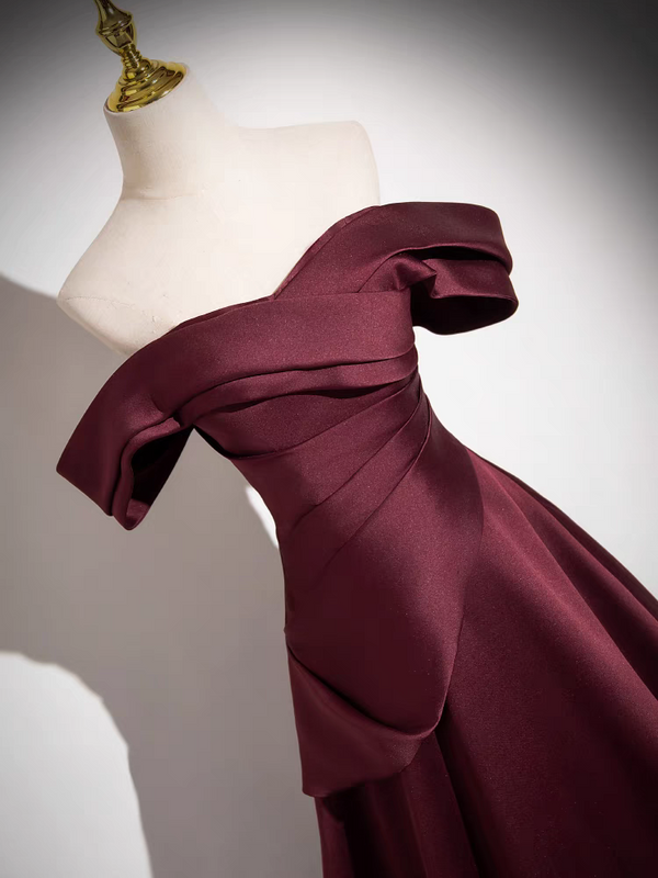 Floor Length Off-The-Shoulder A-Line Dresses With Slit Tangerine main image 1