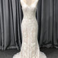 Lace With Beading V Neck and V back Mermaid  Wedding Dress With Train C0001