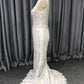 Lace With Beading V Neck and V back Mermaid  Wedding Dress With Train C0001