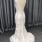 Lace With Beading V Neck and V back Mermaid  Wedding Dress With Train C0001