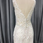 Lace With Beading V Neck and V back Mermaid  Wedding Dress With Train C0001