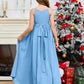 Halter Floor-Length Chiffon Junior Bridesmaid Dress