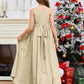 Halter Floor-Length Chiffon Junior Bridesmaid Dress