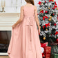 Halter Floor-Length Chiffon Junior Bridesmaid Dress