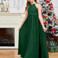 Halter Floor-Length Chiffon Junior Bridesmaid Dress