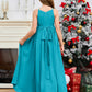 Halter Floor-Length Chiffon Junior Bridesmaid Dress