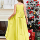 Halter Floor-Length Chiffon Junior Bridesmaid Dress