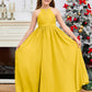 Halter Floor-Length Chiffon Junior Bridesmaid Dress