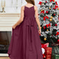 Halter Floor-Length Chiffon Junior Bridesmaid Dress