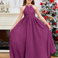 Halter Floor-Length Chiffon Junior Bridesmaid Dress