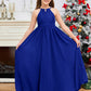 Halter Floor-Length Chiffon Junior Bridesmaid Dress