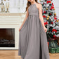 Halter Floor-Length Chiffon Junior Bridesmaid Dress