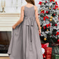 Halter Floor-Length Chiffon Junior Bridesmaid Dress