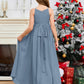 Halter Floor-Length Chiffon Junior Bridesmaid Dress