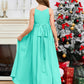 Halter Floor-Length Chiffon Junior Bridesmaid Dress