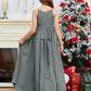 Halter Floor-Length Chiffon Junior Bridesmaid Dress