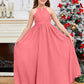 Halter Floor-Length Chiffon Junior Bridesmaid Dress