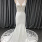 Lace Straps Mermaid V-neck  Wedding Dress With Train C0003