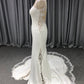 Round Neck Sleeveless Lace Appliques  Mermaid Wedding Dress With Train C0006