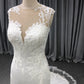 Round Neck Sleeveless Lace Appliques  Mermaid Wedding Dress With Train C0006