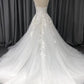 A-line Lace Appliques  Straps Wedding Dress With Train C0007
