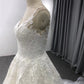 A-line Lace Appliques  Straps Wedding Dress With Train C0007
