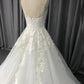 A-line Lace Appliques  Straps Wedding Dress With Train C0007