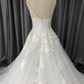 A-line Lace Appliques  Straps Wedding Dress With Train C0007