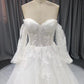 Sweetheart Neck  Off The Should Lace Appliques A-line  Wedding Dress With Train C0008