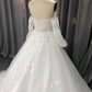 Sweetheart Neck  Off The Should Lace Appliques A-line  Wedding Dress With Train C0008