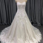 Sweetheart Neck  Strapless  Lace Appliques A-line  Wedding Dress With Train C0009