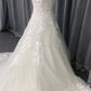 Sweetheart Neck  Strapless  Lace Appliques A-line  Wedding Dress With Train C0009