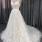 Straps V Neck  Lace Appliques A-line  Wedding Dress With Train C0010